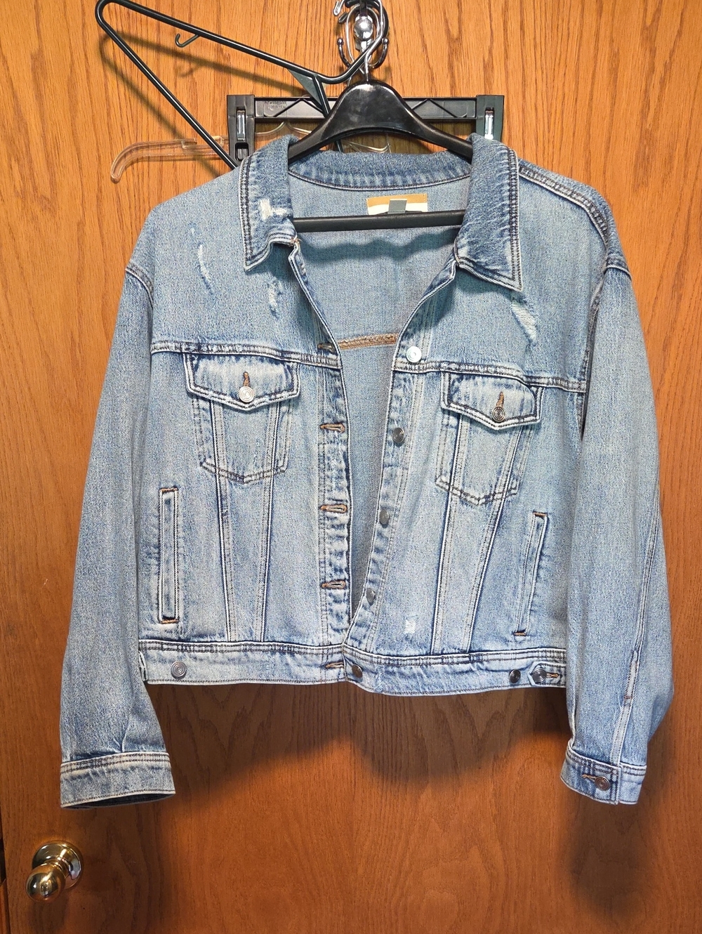 Maurices Light Blue Distressed Denim Jacket